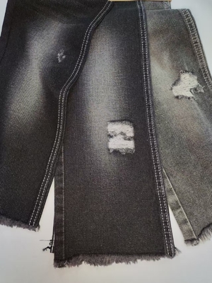 주문 유연하지 않은 면공 폴리에스터 젠임 직물 68% 면공 트와일 스타일 검은색/여자 청바지용 검은색 online manufacture