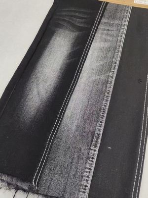 주문 9.6oz BLACK/BLACK Yarn Cross Slub 75%Cotton High Stretch Denim Fabric With 10+10/16*55 청바지에 대한 구조 online manufacture