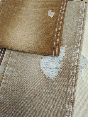 주문 헤비 웨이트 12.6oz KHAKI 컬러 트윌 스타일 데님 원단, 7*7 구조, 남성 청바지용 online manufacture