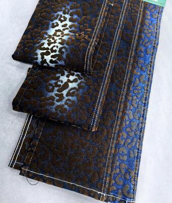 주문 Brown Leopard Print Twill Style Denim Fabric For Jacket Or Coat  10.5oz 70%Cotton online manufacture