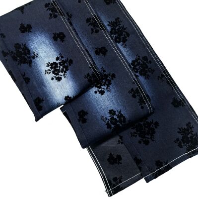 주문 레이디 진 또는 재킷용 블랙 로즈 플록킹 데님 트윌 스타일 스트레치 원단 온라인 제조