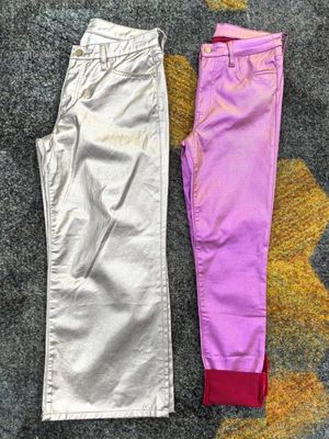 패션 밝은 색상 프린트 된 젠임 직물 남자 청바지 7.7OZ 57' 58'